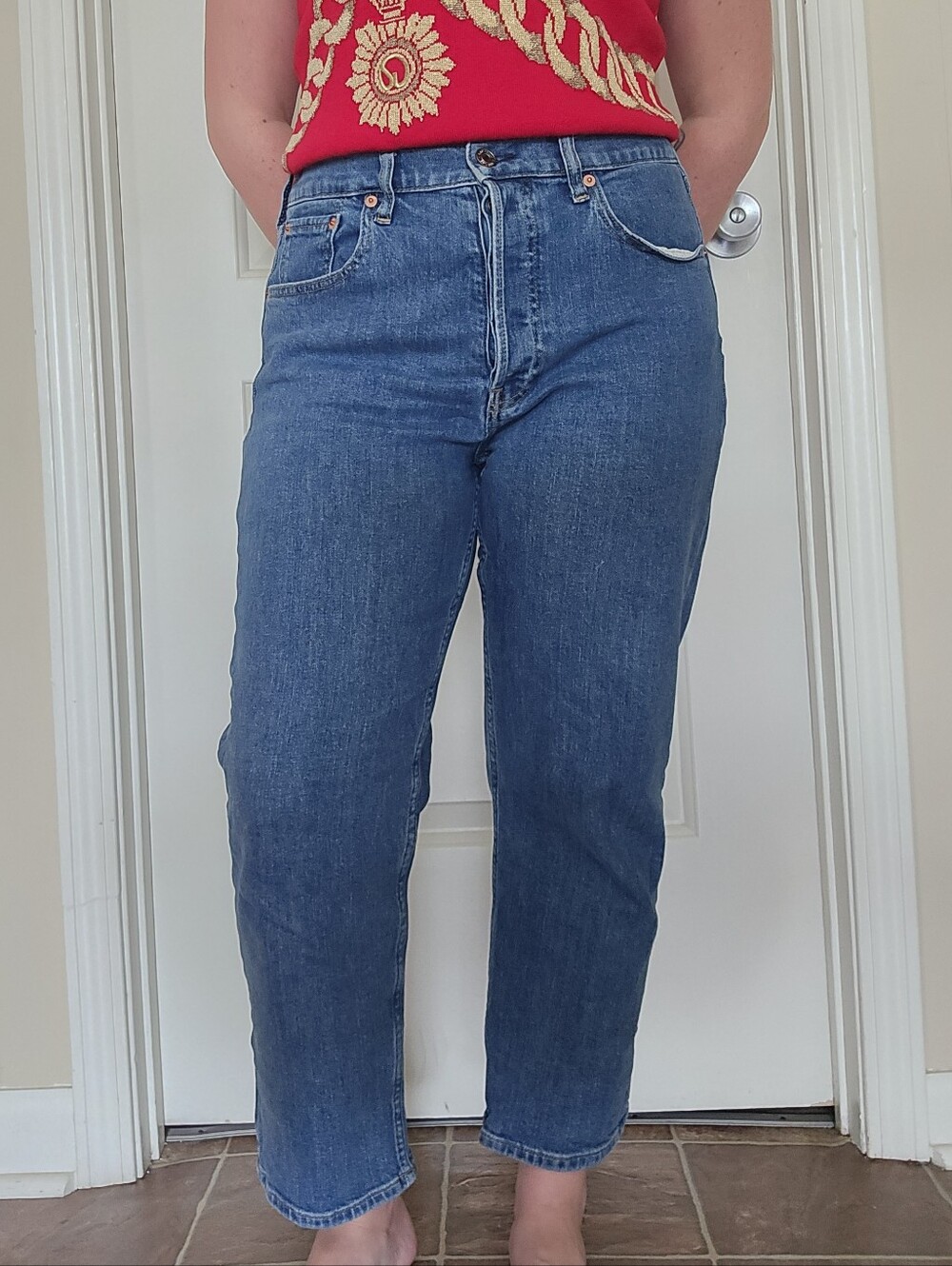 GAP High-Rise Straight-Leg Jeans in Blue Size 31 Short / 12 Petite